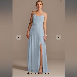 Cowl neck bridesmaids dress